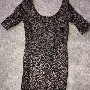 Brown and black body con dress